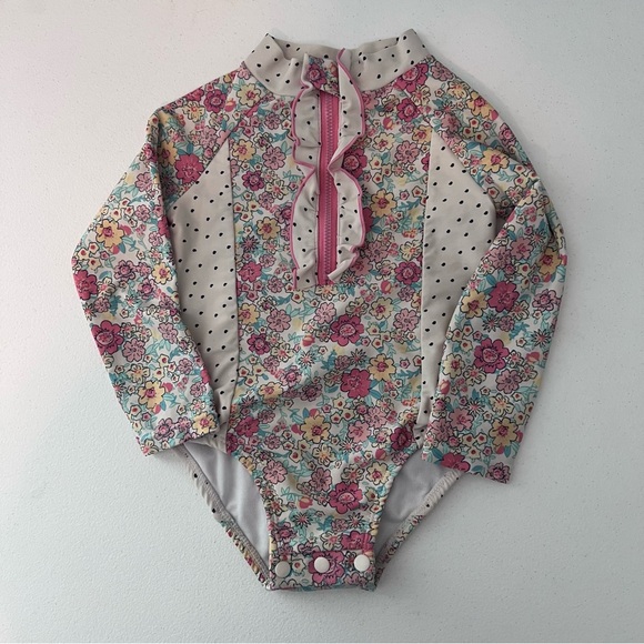 Jessica Simpson Floral Long Sleeve Swimsuit Size 18M - Picture 1 of 10